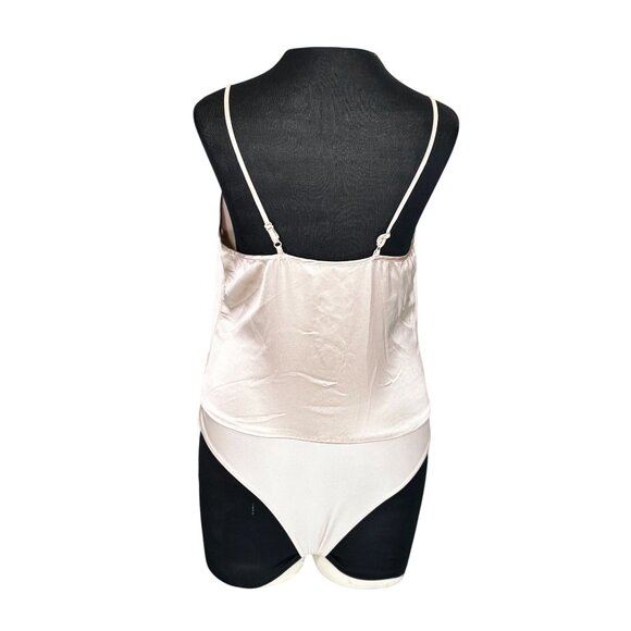 Sincerely Jules Womens Satin Bodysuit Medium Beige - Picture 3 of 11